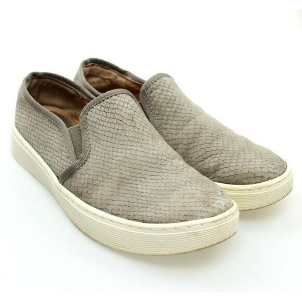Sofft Womens Gray Nubuck Leather Slip On Sneakers